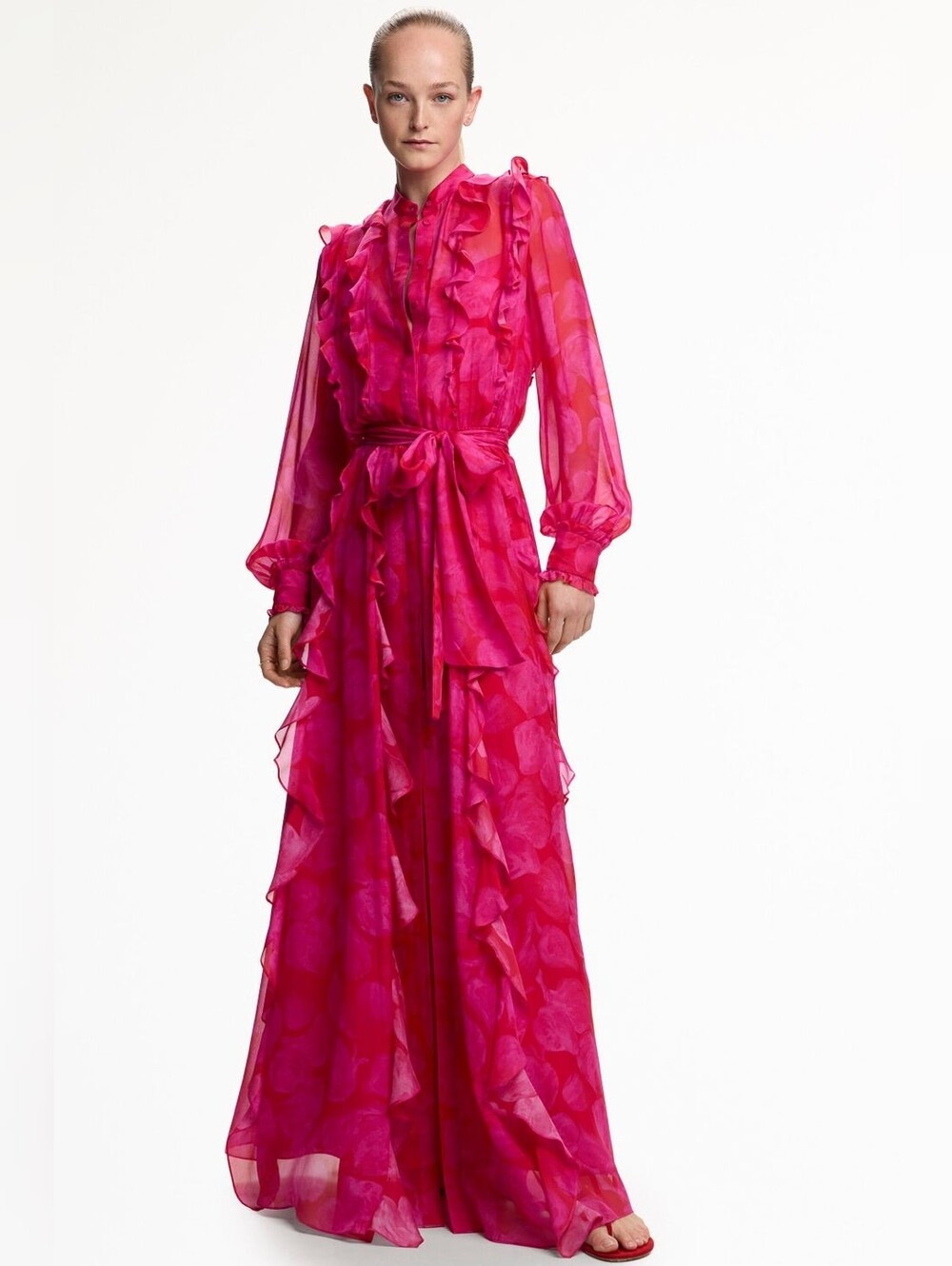Carolina Herrera Print Silk Chiffon Shirt Dress